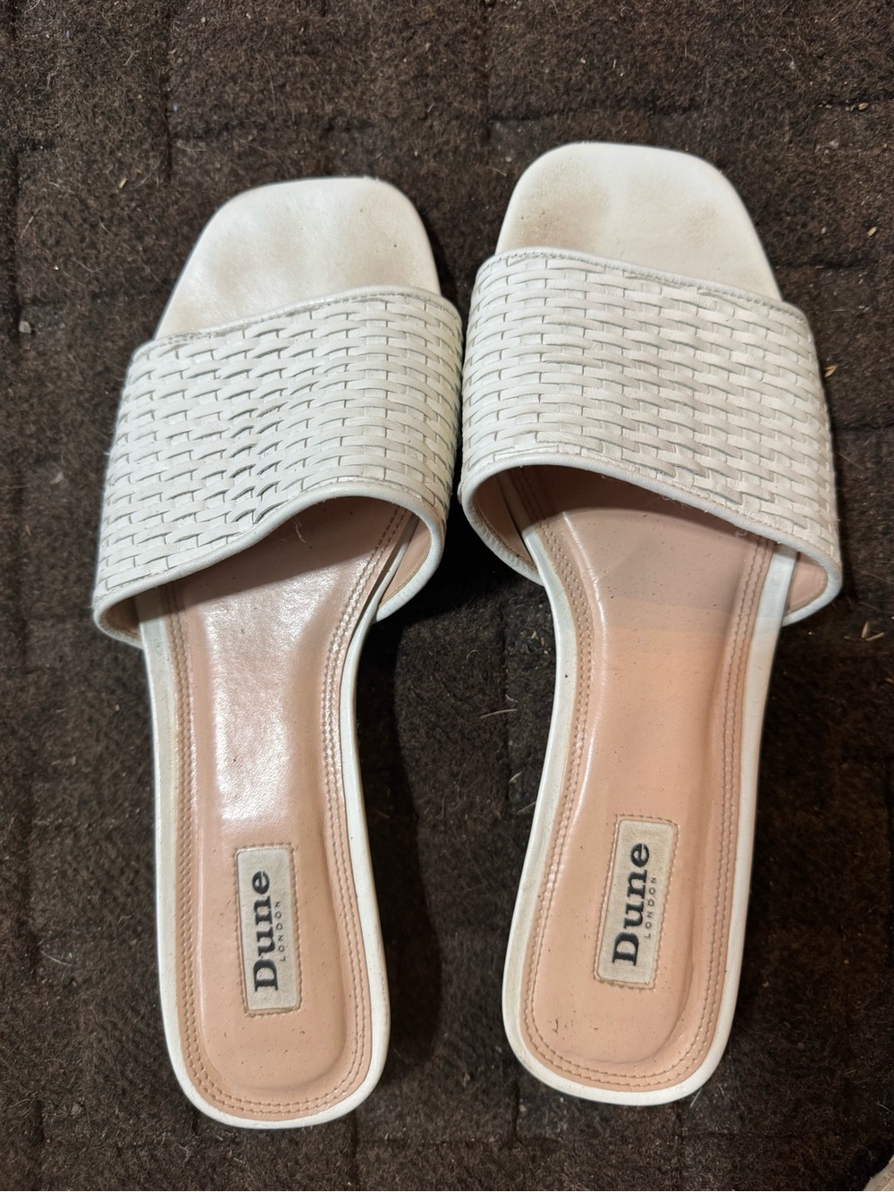 Dune London White Woven Slide Sandals for Women